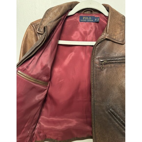 Polo Ralph Lauren brown cow leather jacket - Picture 8 of 8